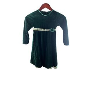 Sophie Rose Girl Holiday Special Occasion Green Dress 6X girly velvet fluffy